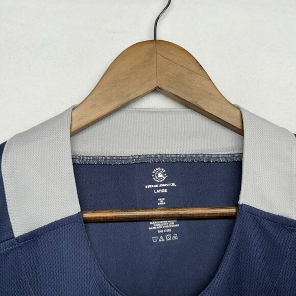 Detroit Tigers Baseball Jersey Men's Large Blue Orange Button Spellout Retro NEW - Picture 5 of 7